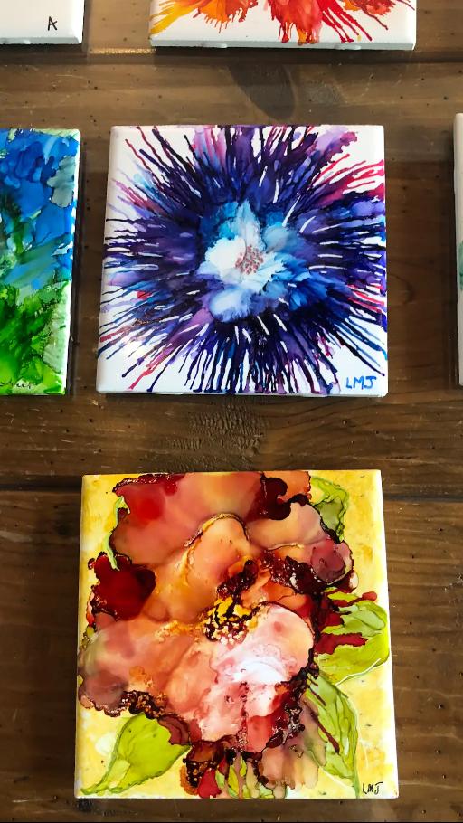 Alcohol ink painting in my art studio
