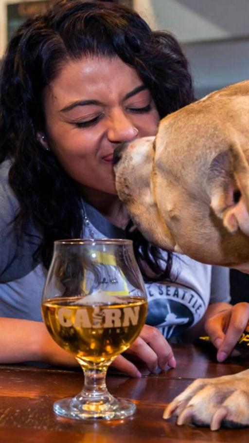 Drink a draft with a rescue dog